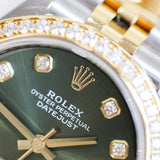 2025 Rolex Datejust 31 Olive Green Diamond Bezel Ref. 278383RBR A001038