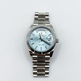 2022 Rolex Day-Date 36 Platinum Ice Blue Baguette Diamond Dial Ref. 128236 B00171