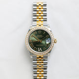 2023 Rolex Datejust 31 Green Dial Two Tone Yellow Gold