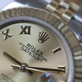 2021 Rolex Datejust 28 Champagne Roman Numerals Dial Two Tone Fluted Jubilee Ref. 279173 A001737