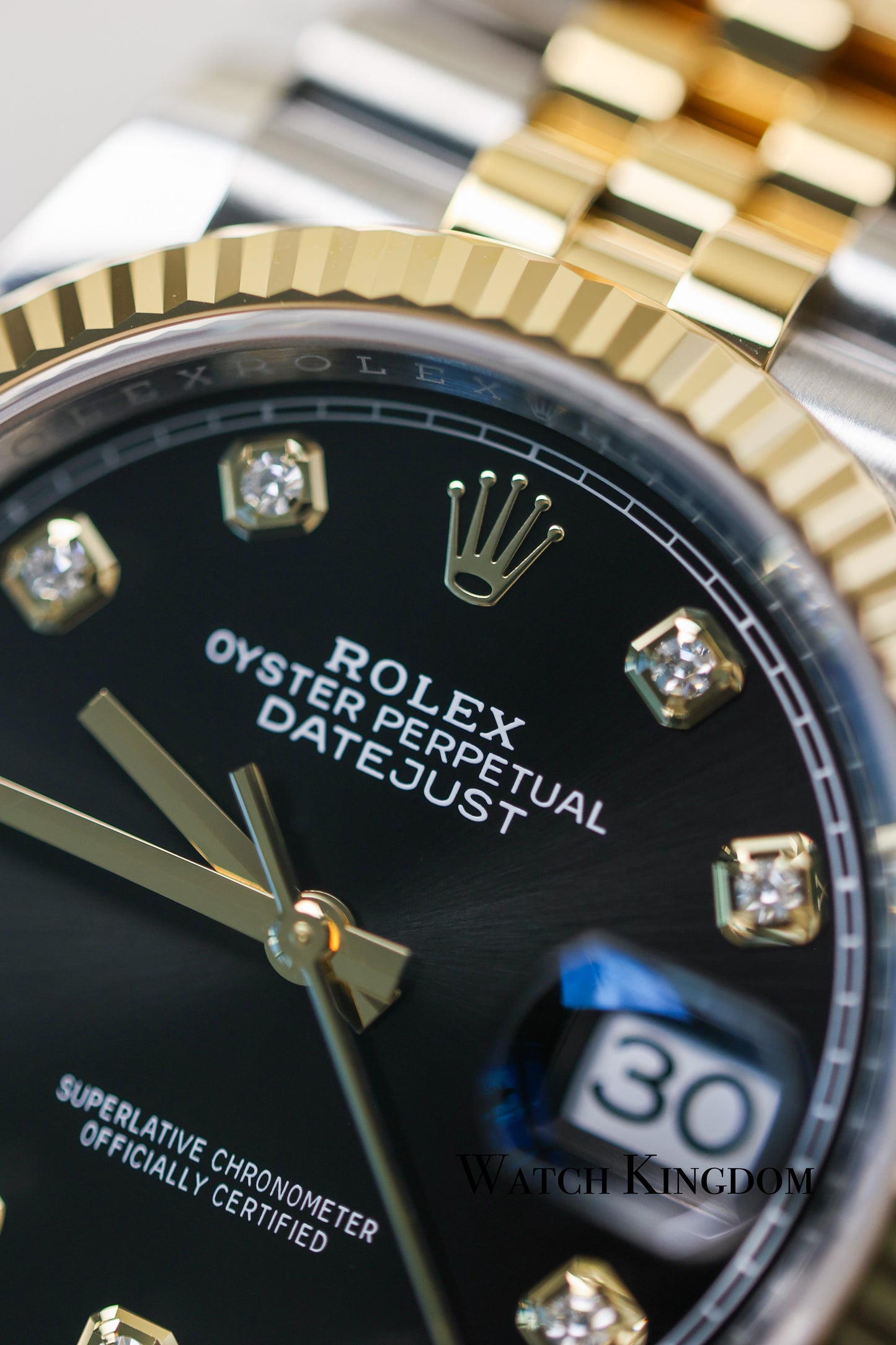 2023 Rolex Datejust 36 Black Diamonds Dial Fluted Jubilee Two Tone YG