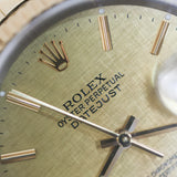 1989 Rolex Datejust 36 Champagne Mosaic Linen  Dial Fluted Jubilee Two Tone YG Ref. 16233 A001851