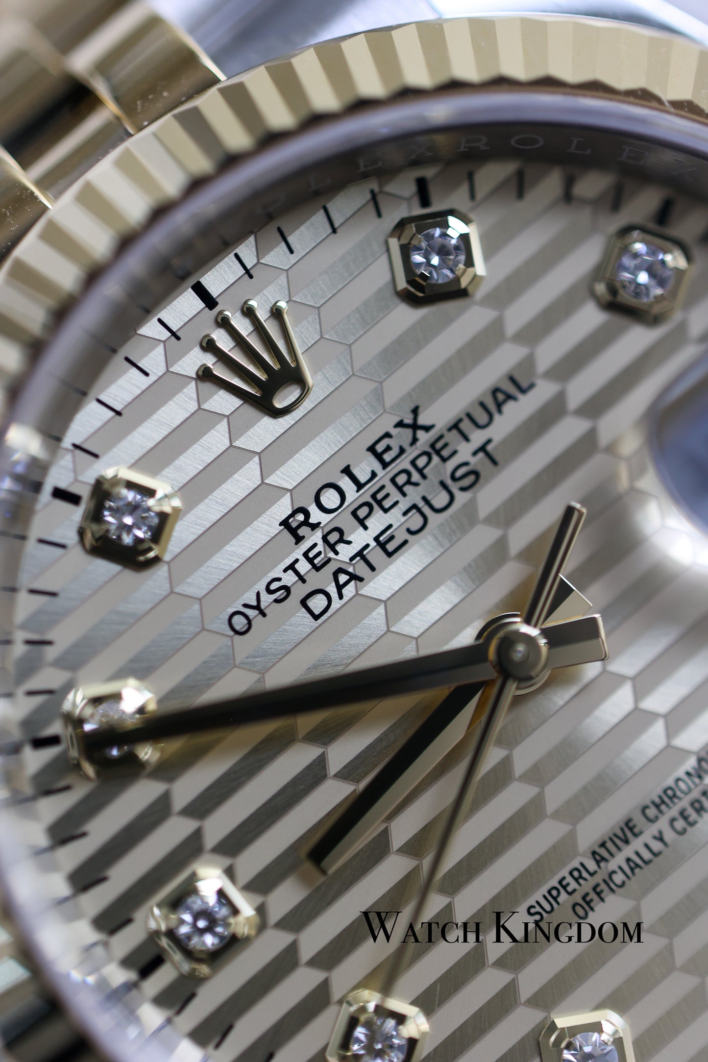 2023 Rolex Datejust 36 Champagne Diamonds Dial Fluted Jubilee Two Tone Yellow Gold