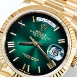 2024 Rolex Daydate 36 Ombre Green Dial Full Yellow Gold Ref. 128238 A001740
