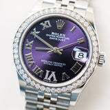 2023 Rolex Datejust 31 Purple Dial Diamonds Bezel Jubilee