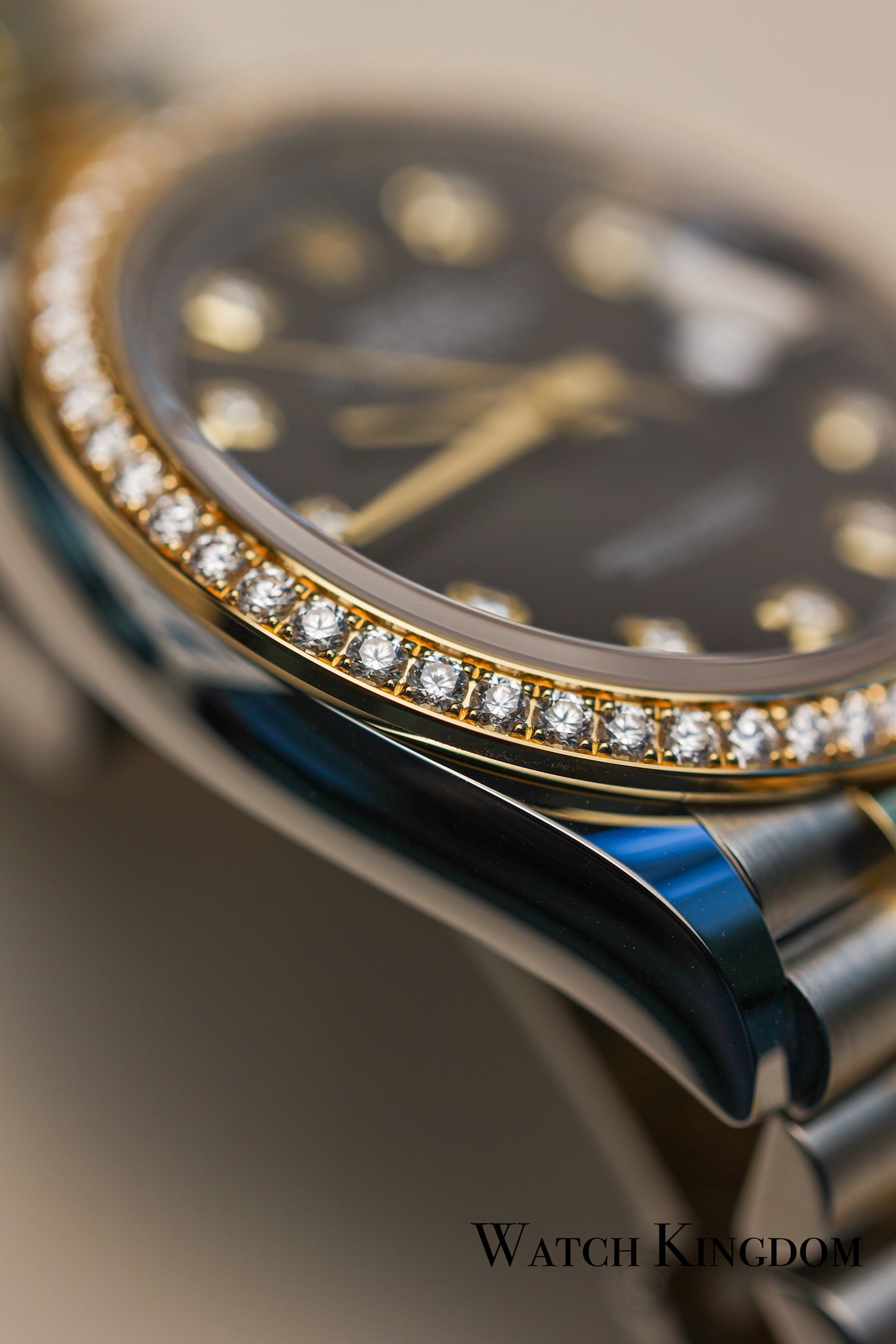 2023 Rolex Datejust 36 Black Diamonds Dial Dia Bezel Fluted Jubilee Two Tone Yellow Gold