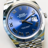 2021 Rolex Datejust 41 Blue Roman Numerals Dial Smooth Jubilee