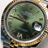 2023 Rolex Datejust 36 Green Dial Fluted Jubilee Two Tone Yellow Gold