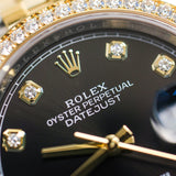 2023 Rolex Datejust 36 Black Diamonds Dial Dia Bezel Fluted Jubilee Two Tone Yellow Gold