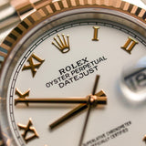 2023 Rolex Datejust 36 White Dial Fluted Jubilee Two Tone Rose Gold