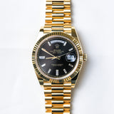 2023 Rolex Daydate 40 Black Diamonds Dial Yellow Gold