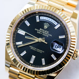 2023 Rolex Daydate 40 Black Diamonds Dial Yellow Gold