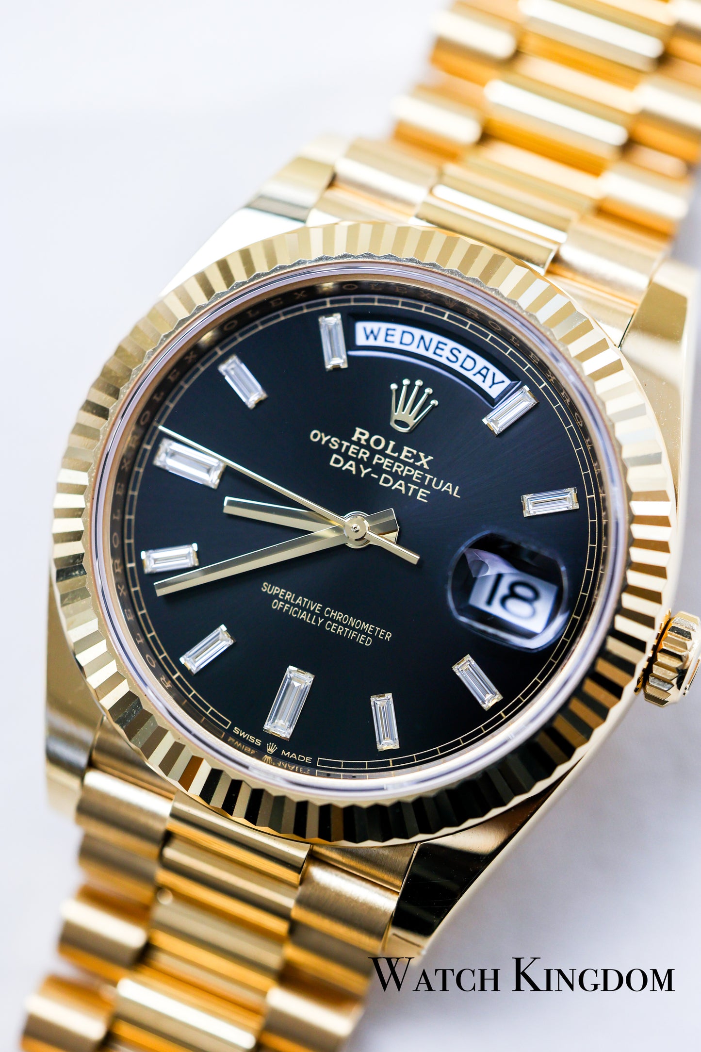 2023 Rolex Daydate 40 Black Diamonds Dial Yellow Gold