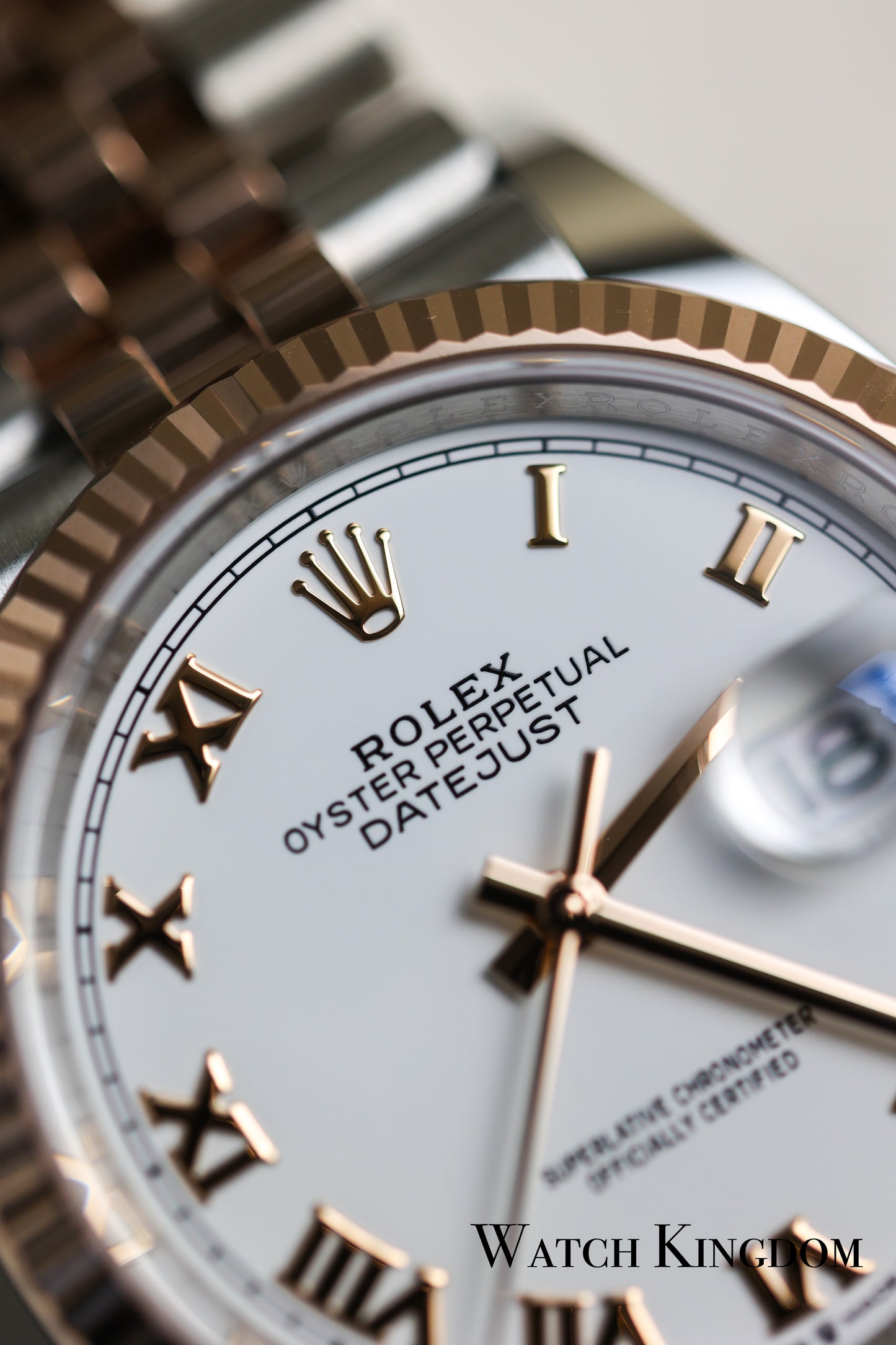 2023 Rolex Datejust 36 White Dial Fluted Jubilee Two Tone Rose Gold