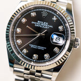 2021 Rolex Datejust 36 Black Diamonds Dial Fluted Jubilee