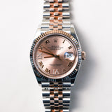 2023 Rolex Datejust 36 Rose Color Dial Fluted Jubilee Two Tone Rose Gold