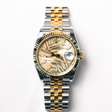 2023 Rolex Datejust 36 Champagne Palm Dial Fluted Jubilee Two Tone Yellow Gold