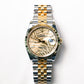 2023 Rolex Datejust 36 Champagne Palm Dial Fluted Jubilee Two Tone Yellow Gold