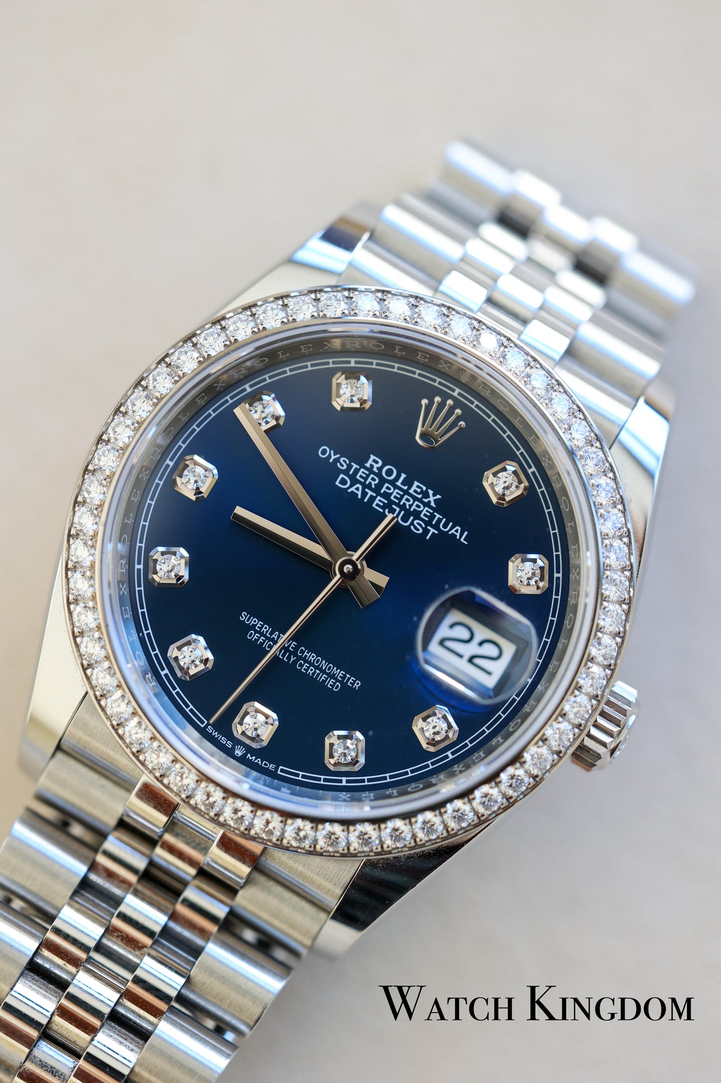 2022 Rolex Datejust 36 Blue Diamonds Dial Diamonds Bezel