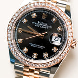 2023 Rolex Datejust 36 Black Diamonds Dial Jubilee Diamonds Bezel Two Tone Rose Gold