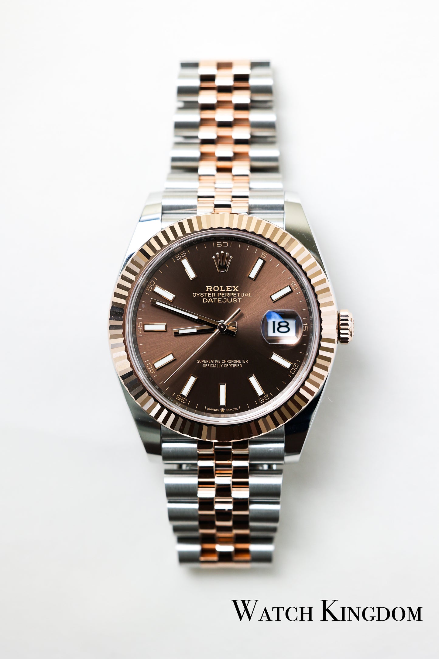 2023 Rolex Datejust 41 Chocolate Index Dial Fluted Jubilee Two Tone Rose Gold