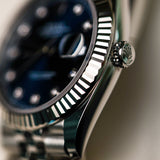 2022 Rolex Datejust 41 Blue Diamonds Dial Fluted Jubilee