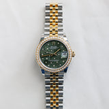 2024 Rolex Datejust 31 Green Dial Diamonds Bezel