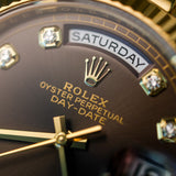 2022 Rolex Daydate 36 Dark Grey Diamonds Dial Yellow Gold