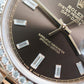 2023 Rolex Day-Date 40 Chocolate Dial Diamonds Bezel RG