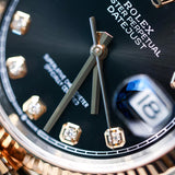 2023 Rolex Datejust 36 Black Diamonds Dial Fluted Jubilee Two Tone Rose Gold