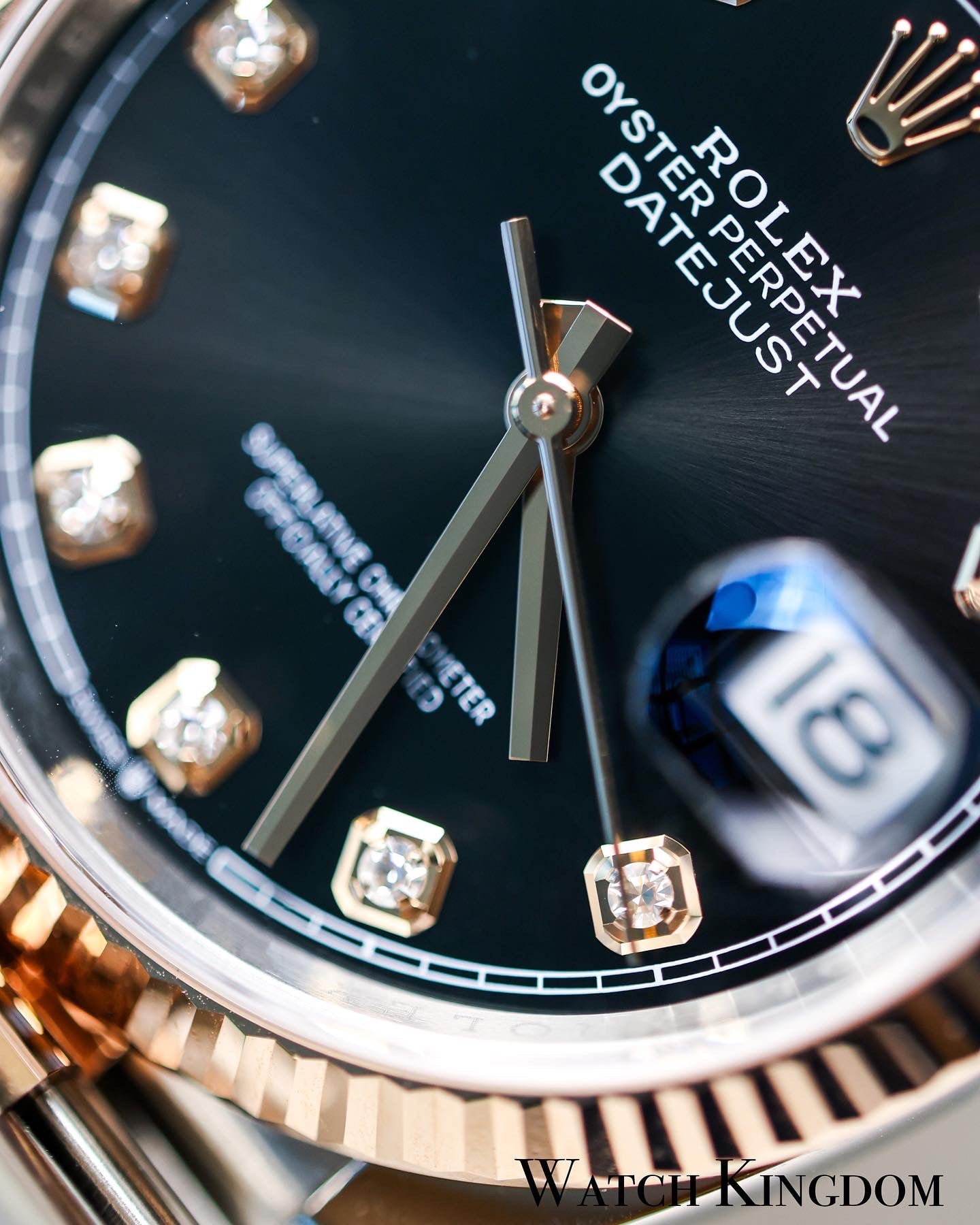 2023 Rolex Datejust 36 Black Diamonds Dial Fluted Jubilee Two Tone Rose Gold
