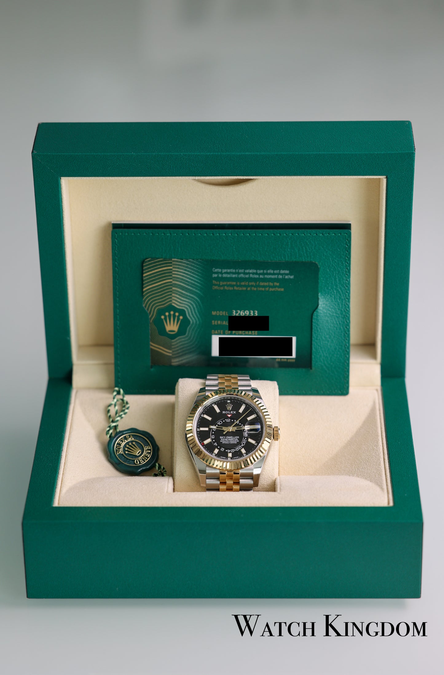 2022 Rolex Sky Dweller Black Dial Fluted Jubilee Two Tone Yellow Gold