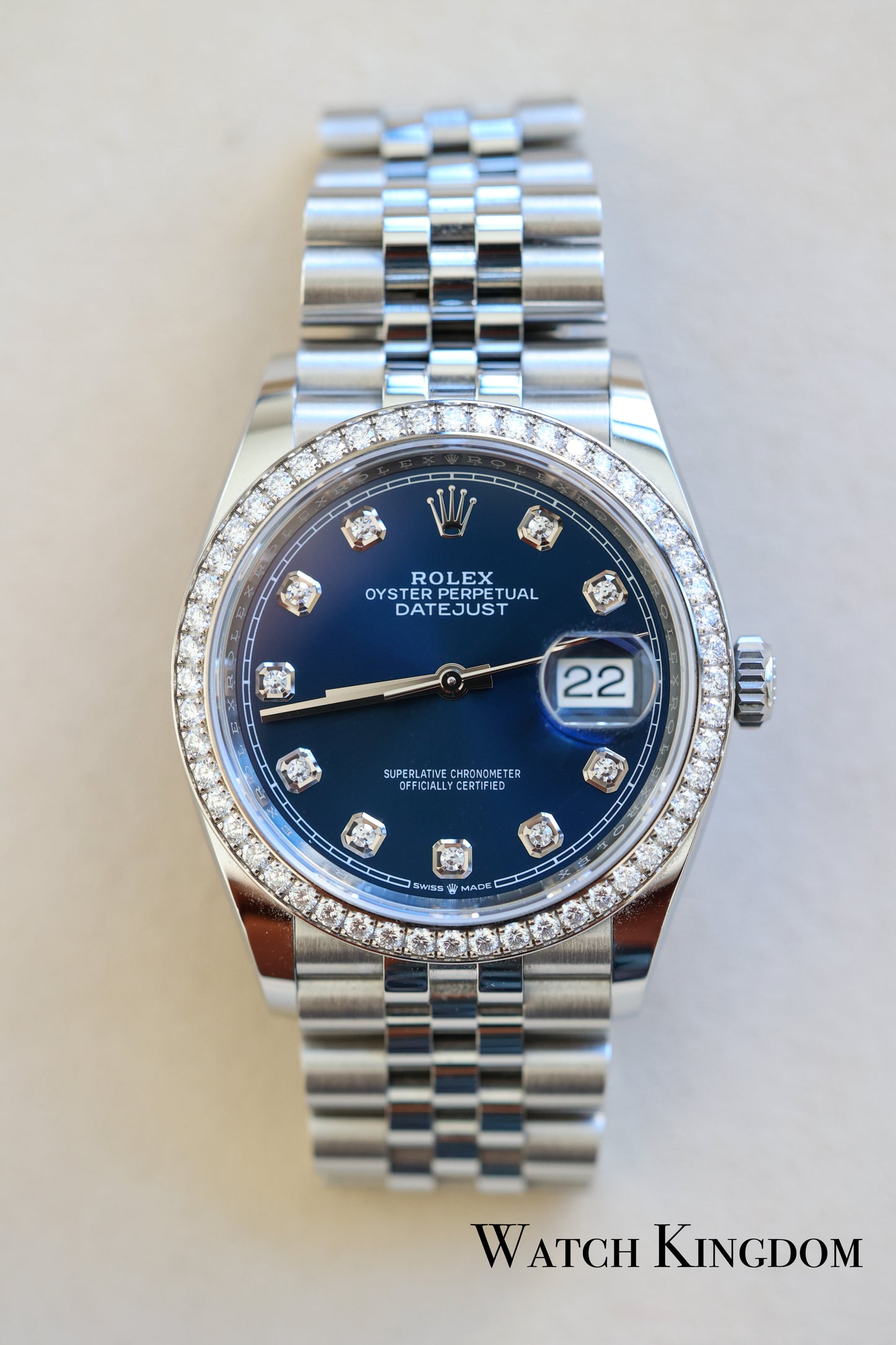 2022 Rolex Datejust 36 Blue Diamonds Dial Diamonds Bezel
