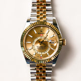 2023 Rolex Sky Dweller Champagne Dial Fluted Jubilee Two Tone Yellow Gold