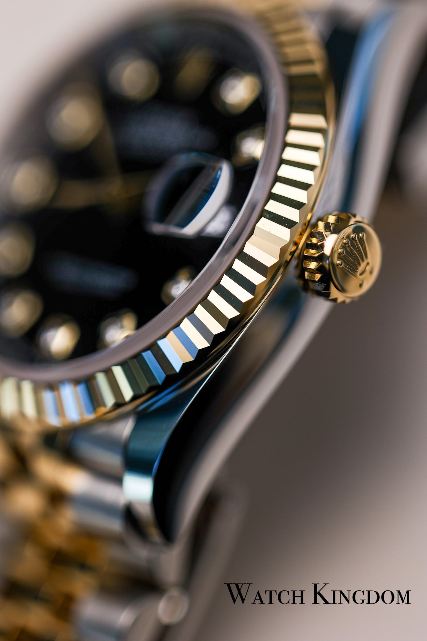 202x Rolex Datejust 36 Black Diamonds Dial Fluted Jubilee Two Tone Yellow Gold