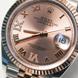 2023 Rolex Datejust 36 Rose Color Dial Fluted Jubilee Two Tone Rose Gold