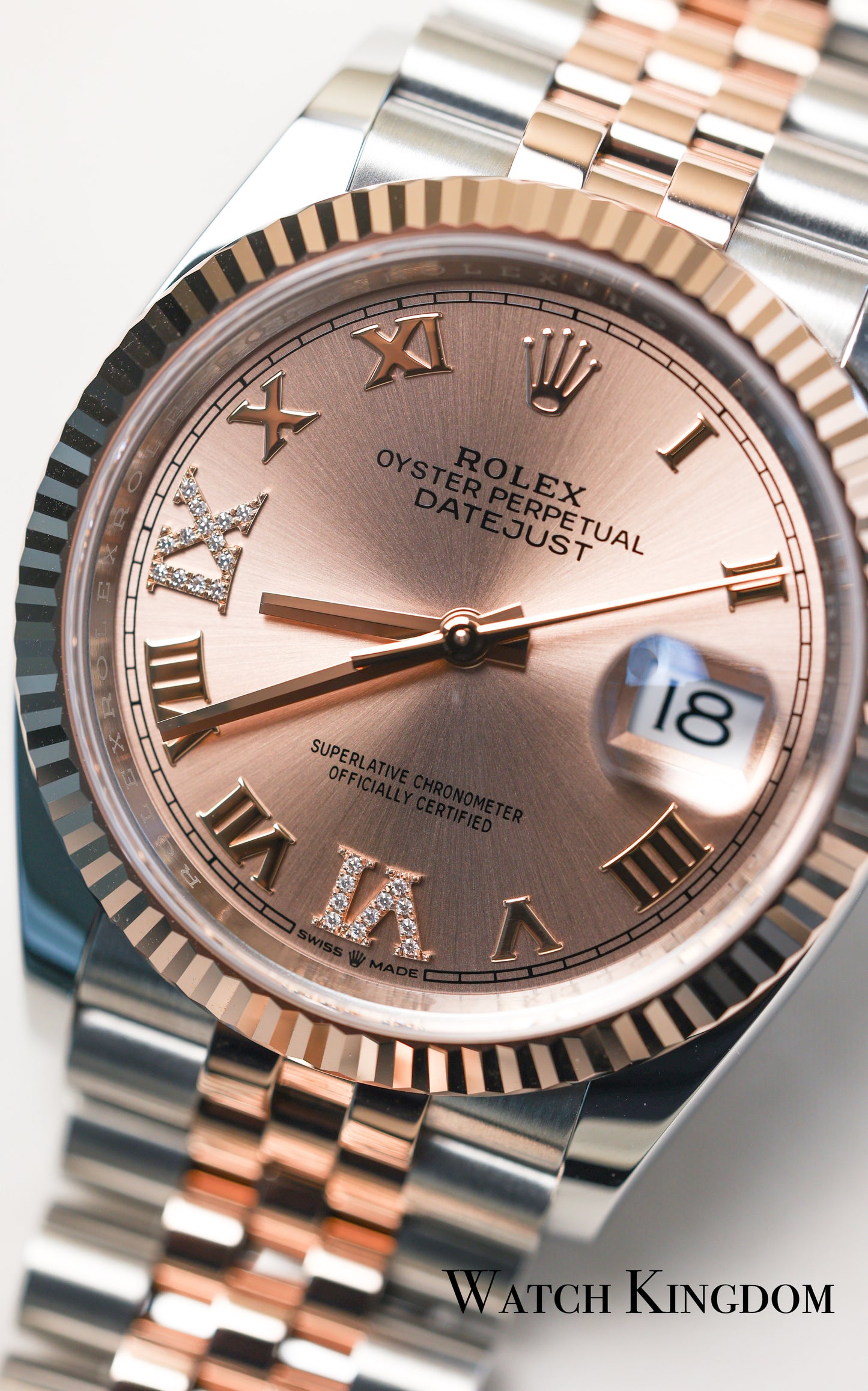 2023 Rolex Datejust 36 Rose Color Dial Fluted Jubilee Two Tone Rose Gold