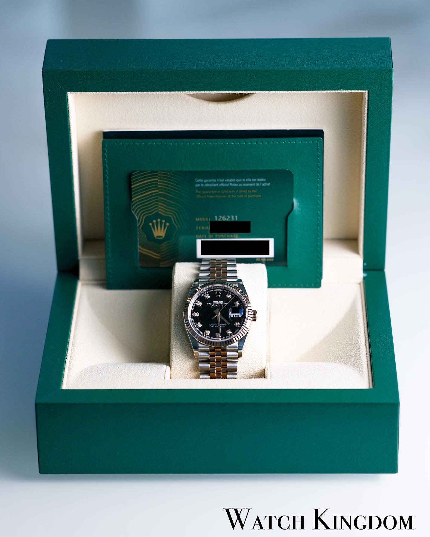 2023 Rolex Datejust 36 Black Diamonds Dial Fluted Jubilee Two Tone Rose Gold