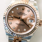 2023 Rolex Datejust 28 Rose Color Diamonds Dial Fluted Jubilee Two Tone Rose Gold