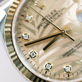 2023 Rolex Datejust 36 Diamonds Palm Dial Fluted Jubilee Two Tone Yellow Gold