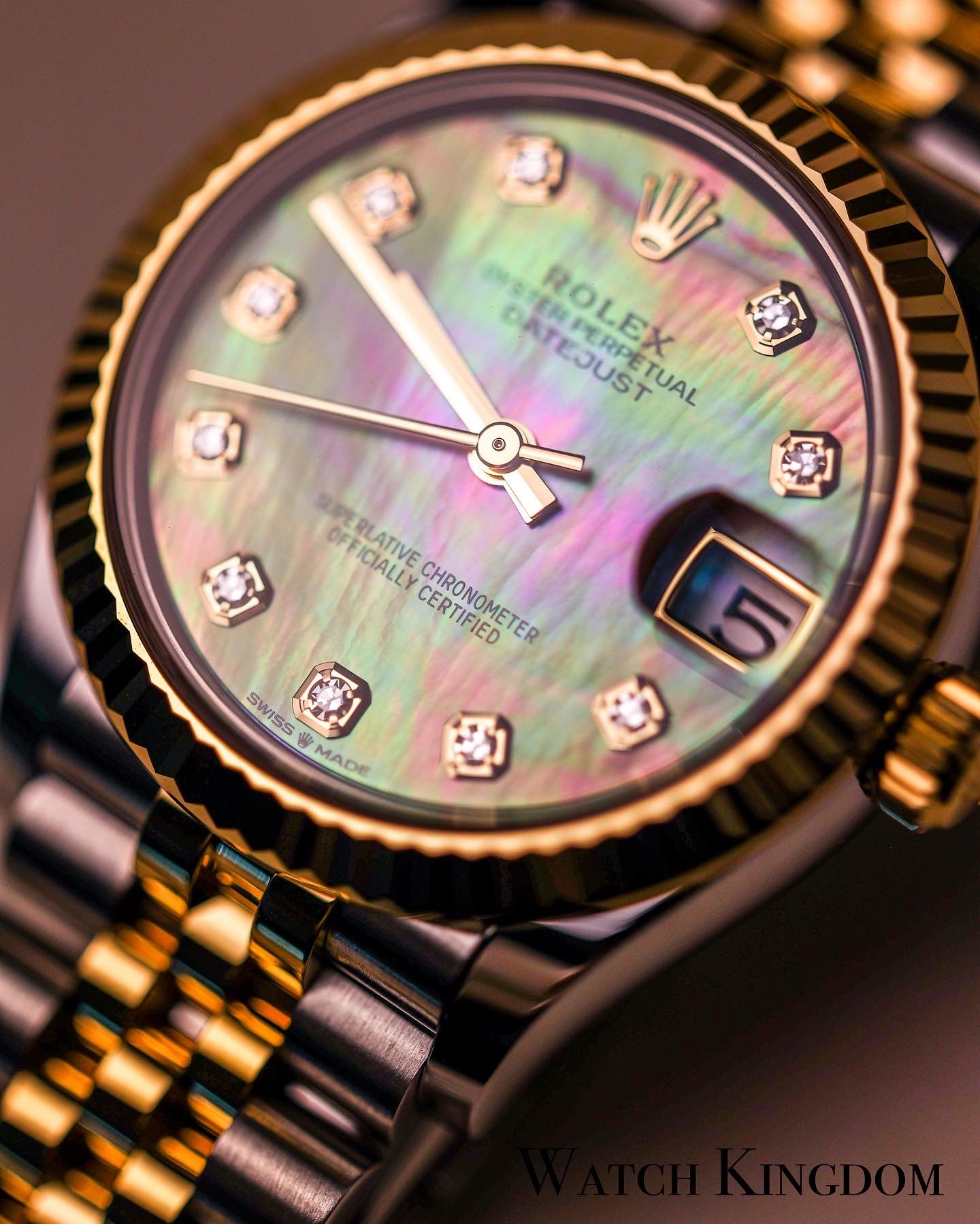 2023 Rolex Black MOP Dial Fluted Jubilee Two Tone Yellow Gold