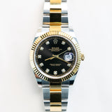 2021 Rolex Datejust 41 Black Dial Fluted Two Tone YG 126333