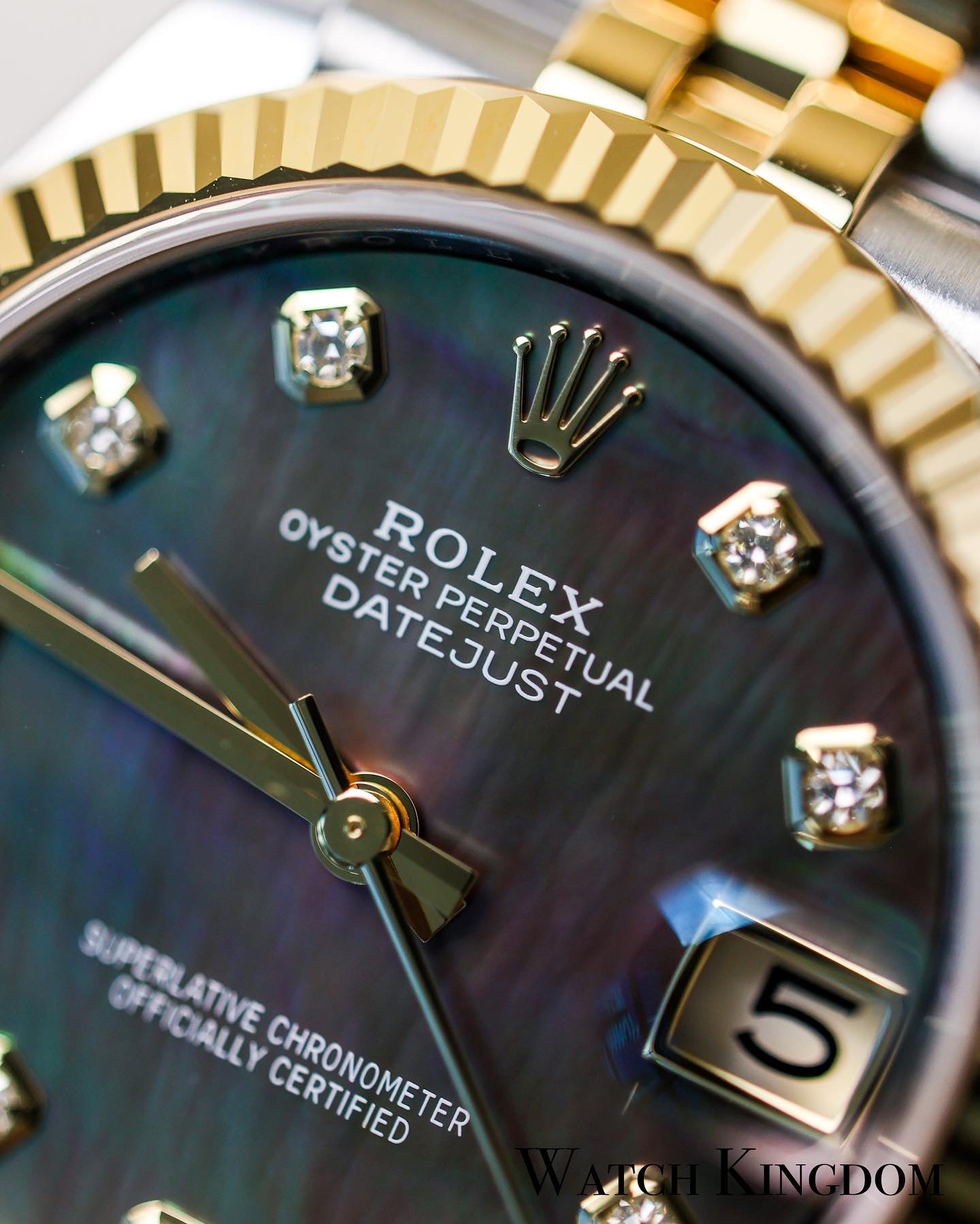 2023 Rolex Black MOP Dial Fluted Jubilee Two Tone Yellow Gold