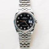 2021 Rolex Datejust 36 Black Diamonds Dial Fluted Jubilee