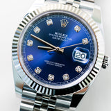 2022 Rolex Datejust 41 Blue Diamonds Dial Fluted Jubilee