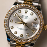 2023 Rolex Datejust 31 Diamonds Bezel Silver Dial Jubilee Two Tone Yellow Gold