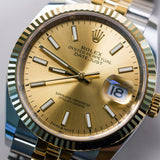 2023 Rolex Datejust 36 Champagne Dial Fluted Jubilee Two Tone Yellow Gold
