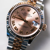 2023 Rolex Datejust 31 Rose-Color Dial Fluted Jubilee Two Tone Rose Gold