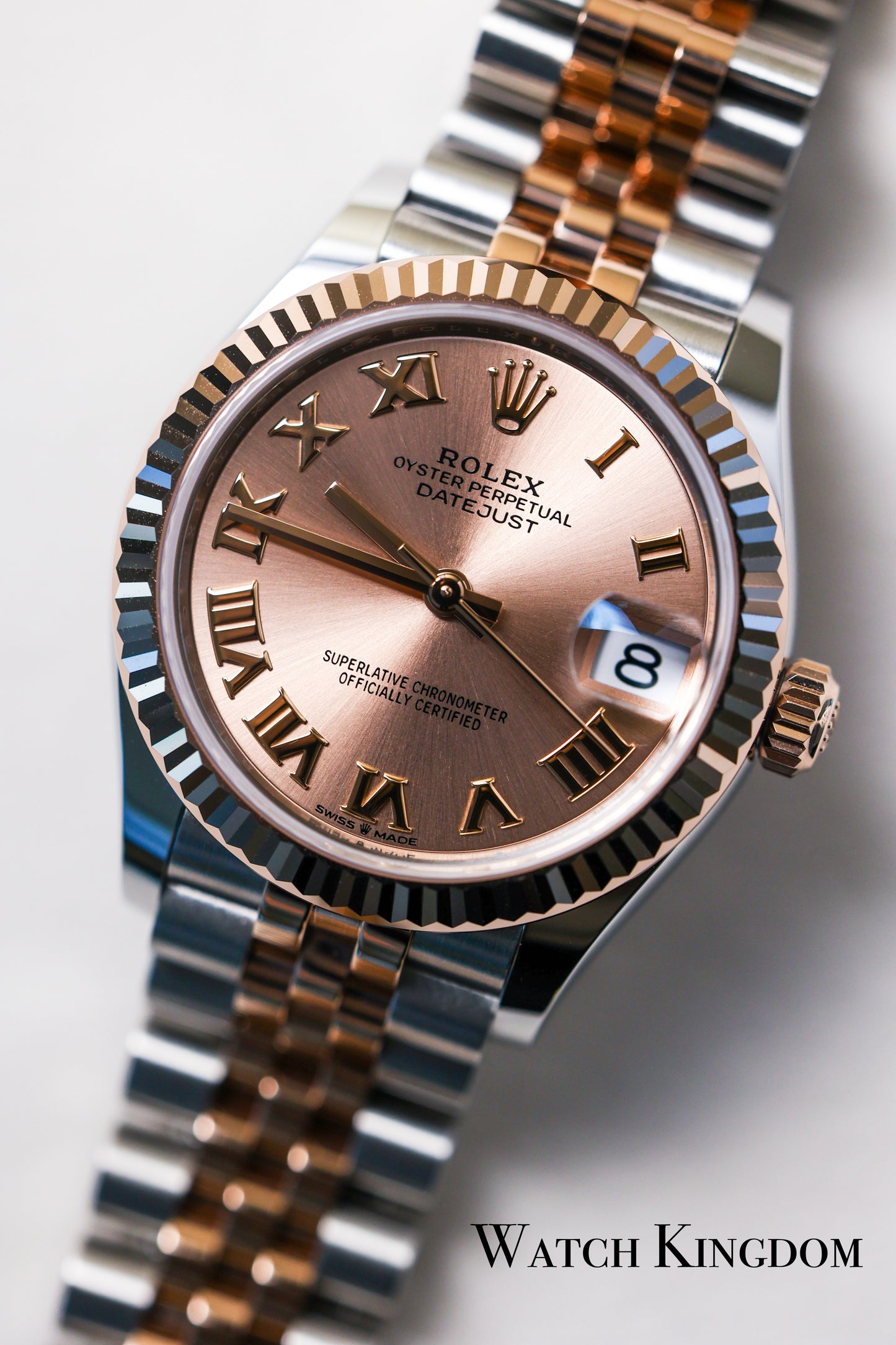 2023 Rolex Datejust 31 Rose-Color Dial Fluted Jubilee Two Tone Rose Gold