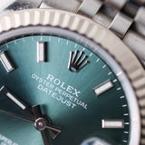 2023 Rolex Datejust 31 Green Dial Fluted Jubilee